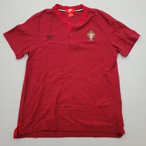 Nike Portugal Home Football Soccer Jersey Polo Shirt Gym Red W/ Black Accents XL